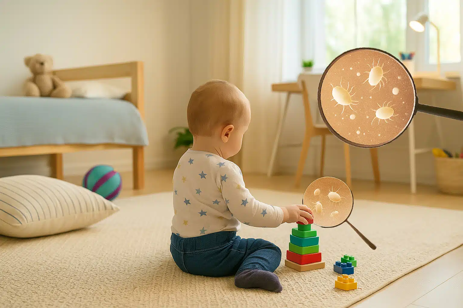 baby in clean room